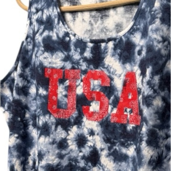 Lane Bryant "USA" Tie-Dye Knotted Waist T Shirt Tank in Size 18/20 NEW - Picture 13 of 16